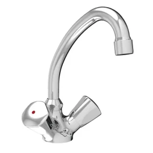 Zweig.Waschtischbatt.derby verchr. m.Kettenh.u.schwenkb.Rohrauslauf VIGOUR Markenprodukt