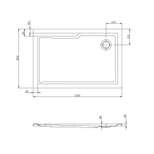 Duschwanne Acryl cosima 120x80x3cm weiss VIGOUR Top-Preis