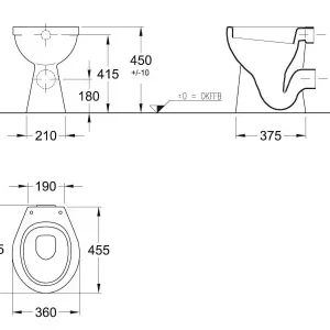 Begrenztes Angebot Tiefspül-WC derby med +6cm Abgang waage- recht weiss PflegetectPLUS VIGOUR