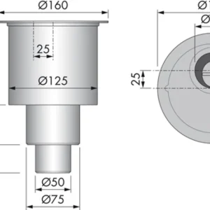 VIGOUR Siphon Ablauf senkrecht DN50 f. Duschrinne 2.0-4.0 (außer V3GKSFxxx) Neuheit