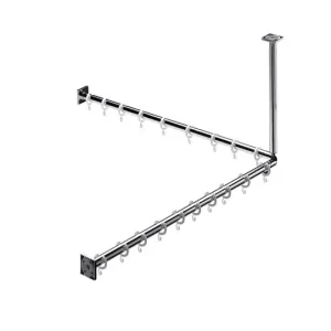 Winkelvorhangstange derby style care 900x900mm verchr.m.Ringen/Stütze VIGOUR Schneller Versand