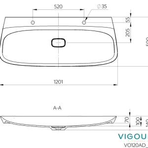 Aufsatz-WT vogue V5 120x50cm 2 HL m.nicht vers.Ventil m.Abd.Protect Plus w Markenware