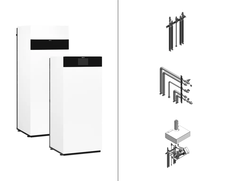 Direktkauf Viessmann Paket Vitodens 222-F B2TH Gas-Brennwerttherme, 25kW, 3,5″, Aufputz oben Z029955