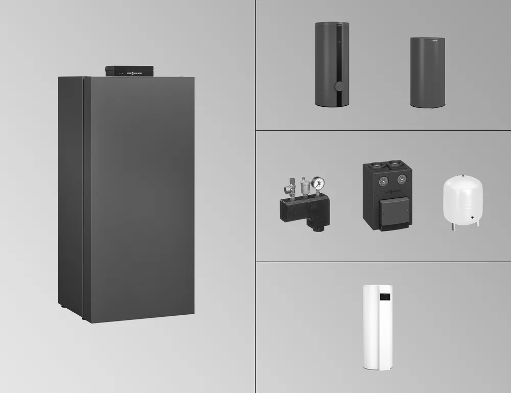 Viessmann Paket Vitocrossal 300 Gaskessel CU3A 35kW mit Mischer, Vitocell 100-V CVAA 160L Z029896 Nur Für Kurze Zeit