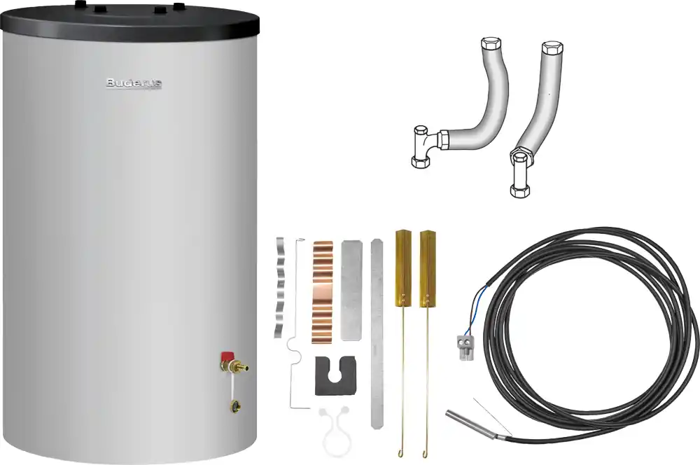 Buderus Edelstahl-Warmwasserspeicher ES120 S-A, 120 Liter, Speicherverbindung, Wärmetauscher 7739622534 Super-Preis