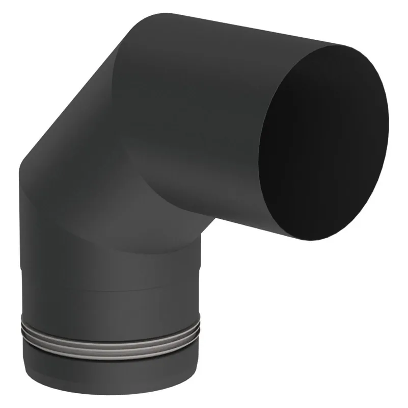 Preis Gesenkt Jeremias PELLET-LINE Winkel 90° Edelstahl schwarz Ø 100 mm