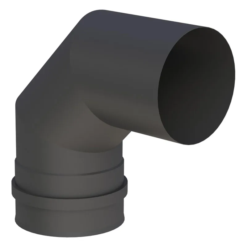 Nur Für Kurze Zeit Jeremias PELLET-LINE Winkel 90° mit FU-Muffe inkl. Dichtung (Geräteanschluss) Edelstahl schwarz Ø 100 mm