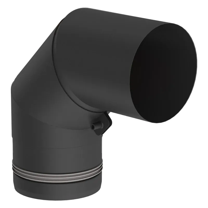 Neu Im Sortiment Jeremias PELLET-LINE Winkel 90° mit Revisionsöffnung Edelstahl schwarz Ø 100 mm