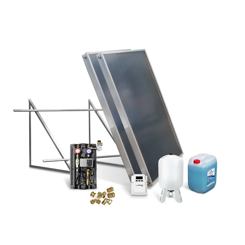 Solar-Paket Brauchwasser 2x AMP 2.0 Flachkollektor 4,02 qm Flachdachmontage Sonderangebot