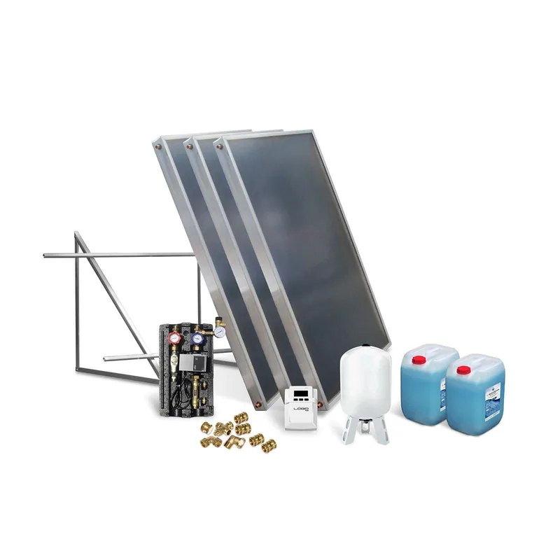 Solar-Paket Brauchwasser 3x AMP 2.0 Flachkollektor 6,03 qm Flachdachmontage Top-Seller