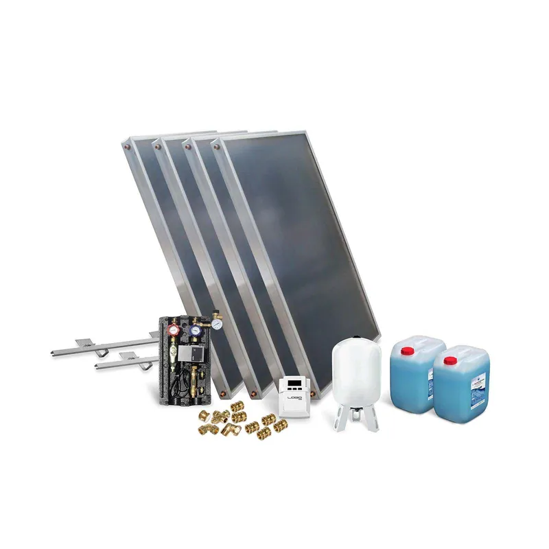 Solar-Paket Brauchwasser 4x AMP 2.0 Flachkollektor 8,04 qm Schrägdachmontage Preiswert