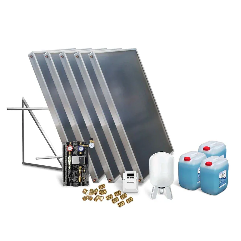 Neu Solar-Paket Brauchwasser 5x AMP 2.0 Flachkollektor 10,05 qm Flachdachmontage