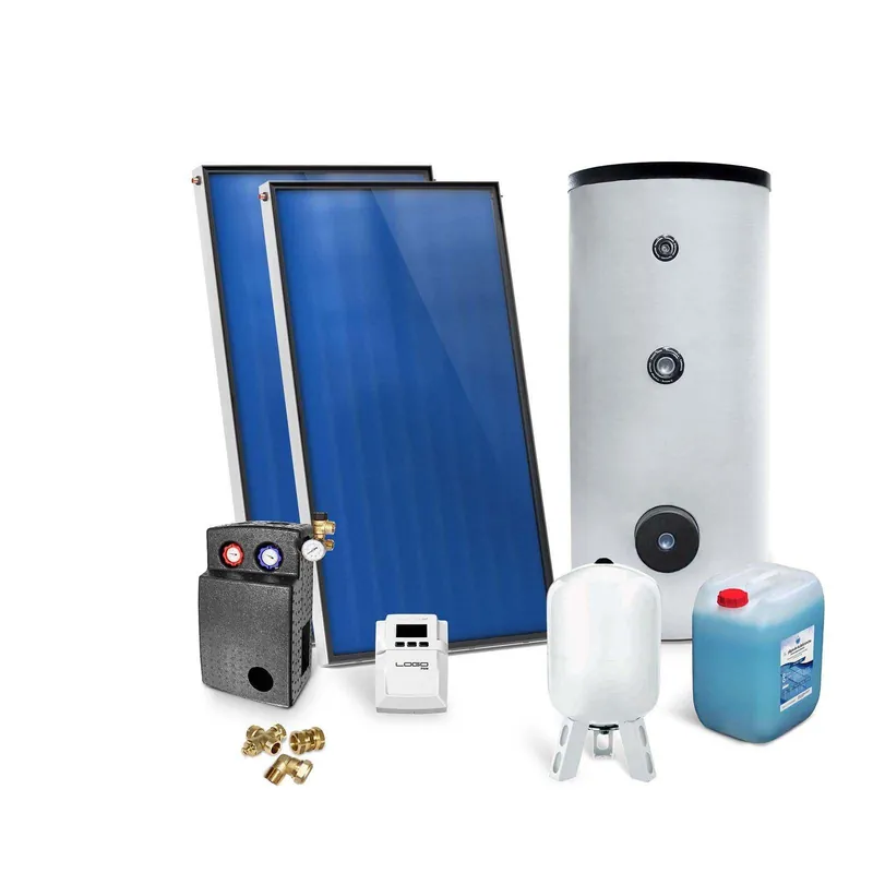 Solar-Paket für Brauchwasser 2x AMP 2.0 Flachkollektor 4,02 qm 300 Liter Solar-Brauchwasserspeicher Neu Im Sortiment