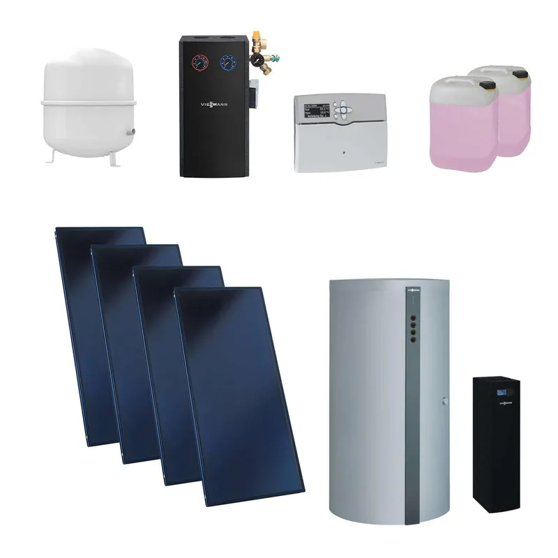 Viessmann Flachkollektor Solar-Paket Vitosol 200-FM SH2F 10,04 m² mit Vitocell 140-E 750L Kombispeicher Modul Vitosolic 200 SD4 Abverkauf
