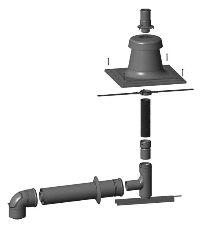 Sonderaktion Wolf Anschluss-Set DN60/100 - C93 x DN60 flexibel im Schacht, Abdeckung PP