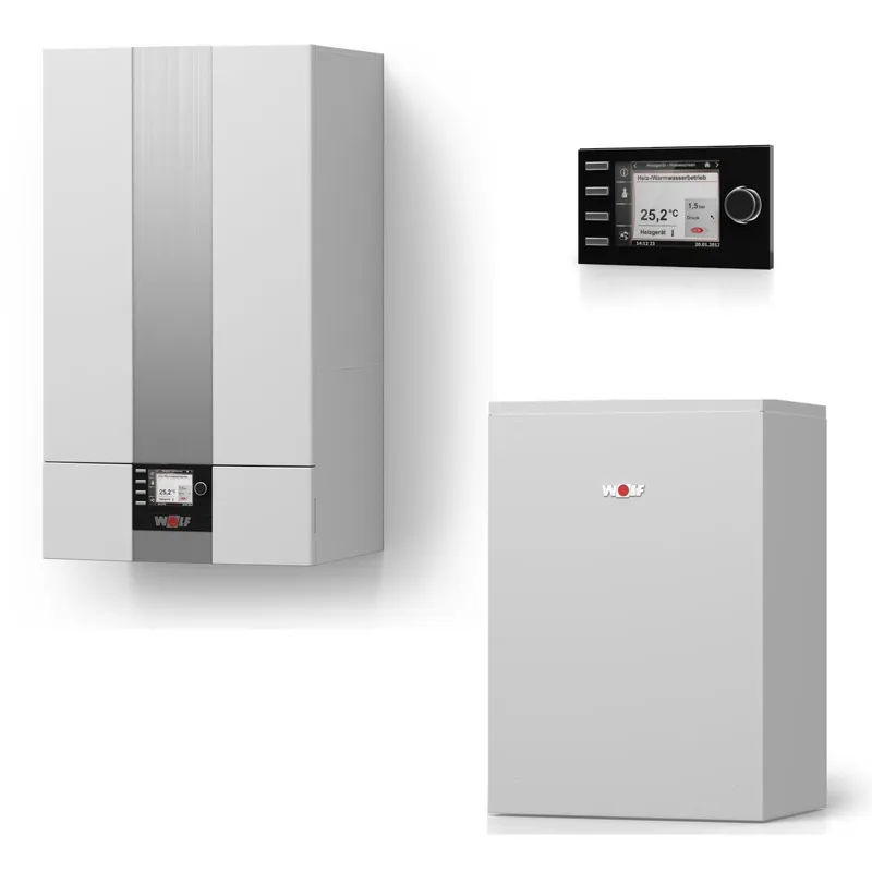 Wolf Gas-Brennwerttherme CGB-2-24 24 kW Warmwasserspeicher CSW-120 Regelung BM-2 Zubehör Beliebt