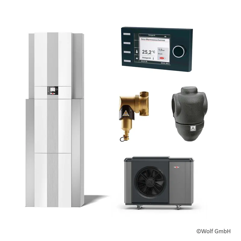 Neuheit Wolf Paket CHC-Monoblock 07/200-35 inklusive CHA07/400V mit WW-Speicher und Pufferspeicher und BM-2