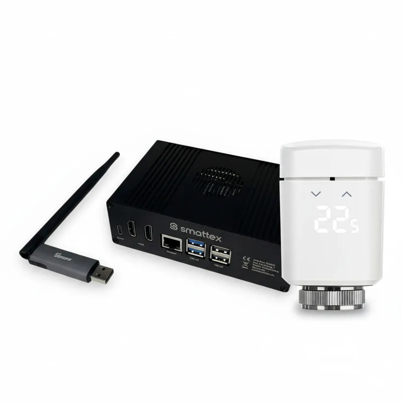 Markenware Home Assistant Black Plug Play Set, 8 GB, 256 SSD inkl. Eve Thermo - Smartes Heizkörperthermostat