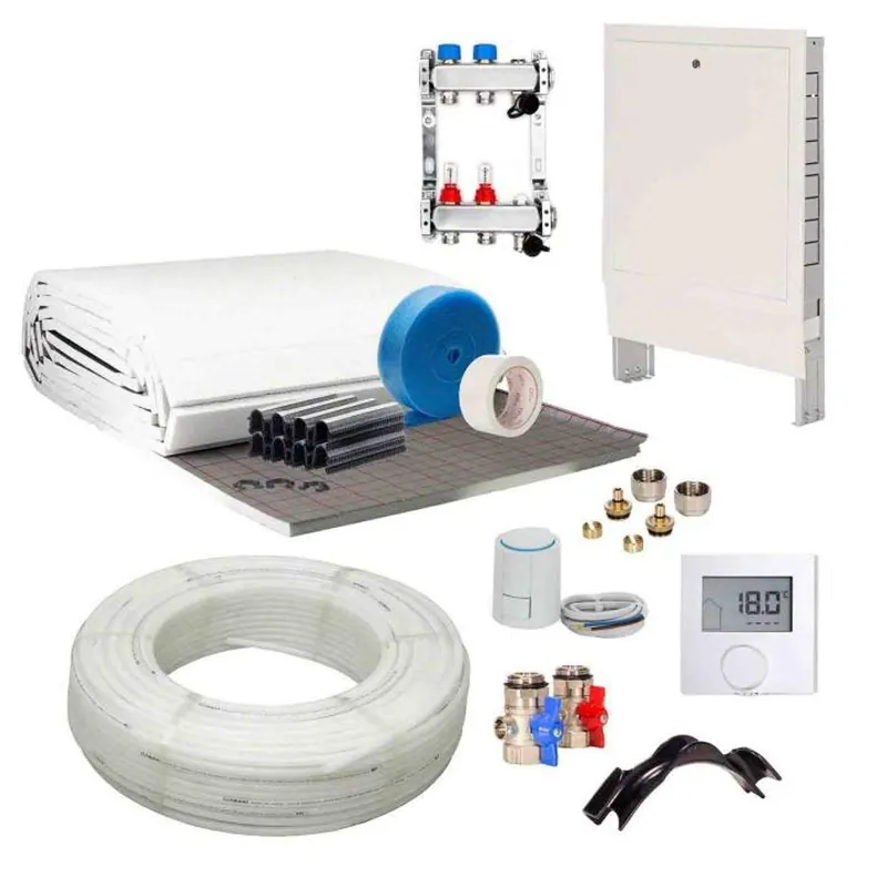 40 m² Set Tackersystem Rollbahn 20 mm WLG 045 16x2 PE-RT Rohr Raster 15 cm 3 Heizkreise LCD Regler 230 V + Zubehör Nur Heute