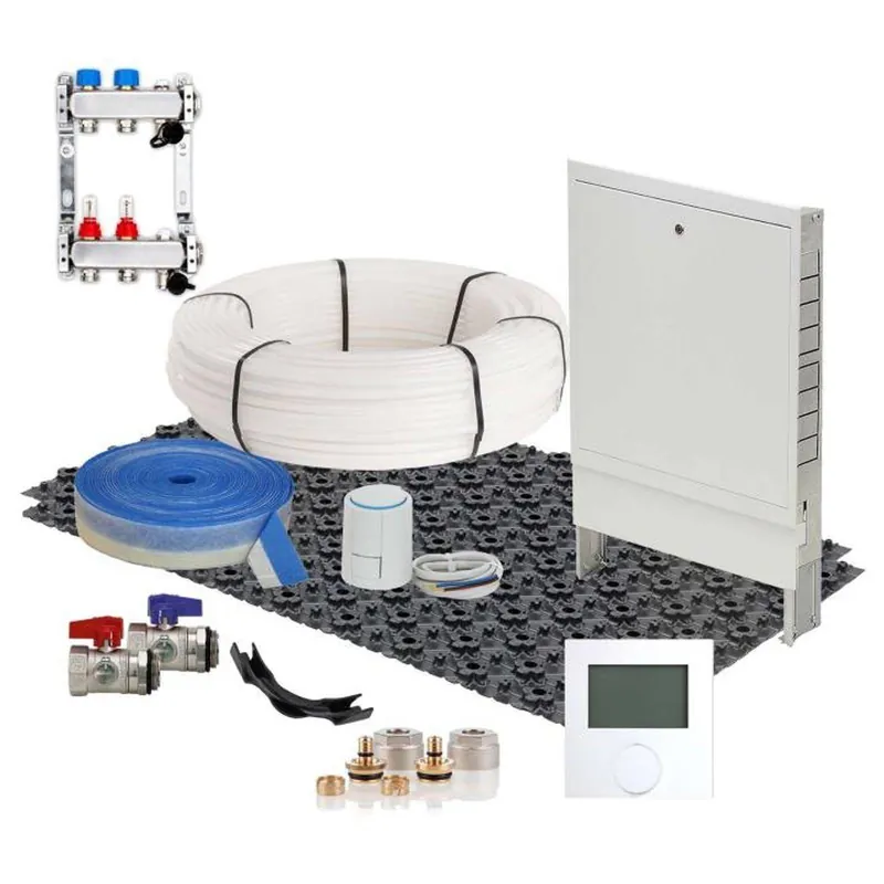 Sofort Bestellen 57,6 m² Set Dünnschichtsystem flach 12x2 PE-RT Rohr Raster 10 cm 8 Heizkreise LCD Regler 230 V + Zubehör
