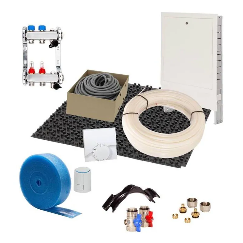 Top-Angebot 80 m² Set Noppensystem 30 mm WLG 040 16x2 PE-RT Rohr Raster 15 cm 6 Heizkreise Regler 230 V + Zubehör