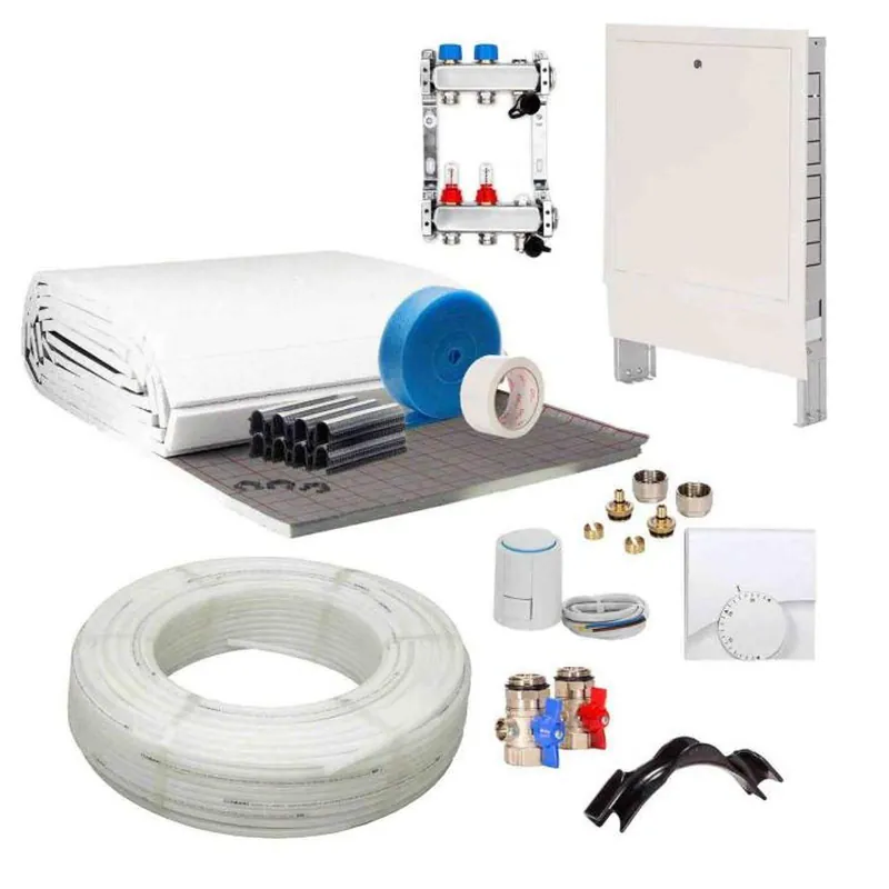 70 m² Set Tackersystem Rollbahn 30 mm WLG 045 16x2 Alu-Verbundrohr Raster 10 cm 7 Heizkreise Regler 230 V + Zubehör Billig
