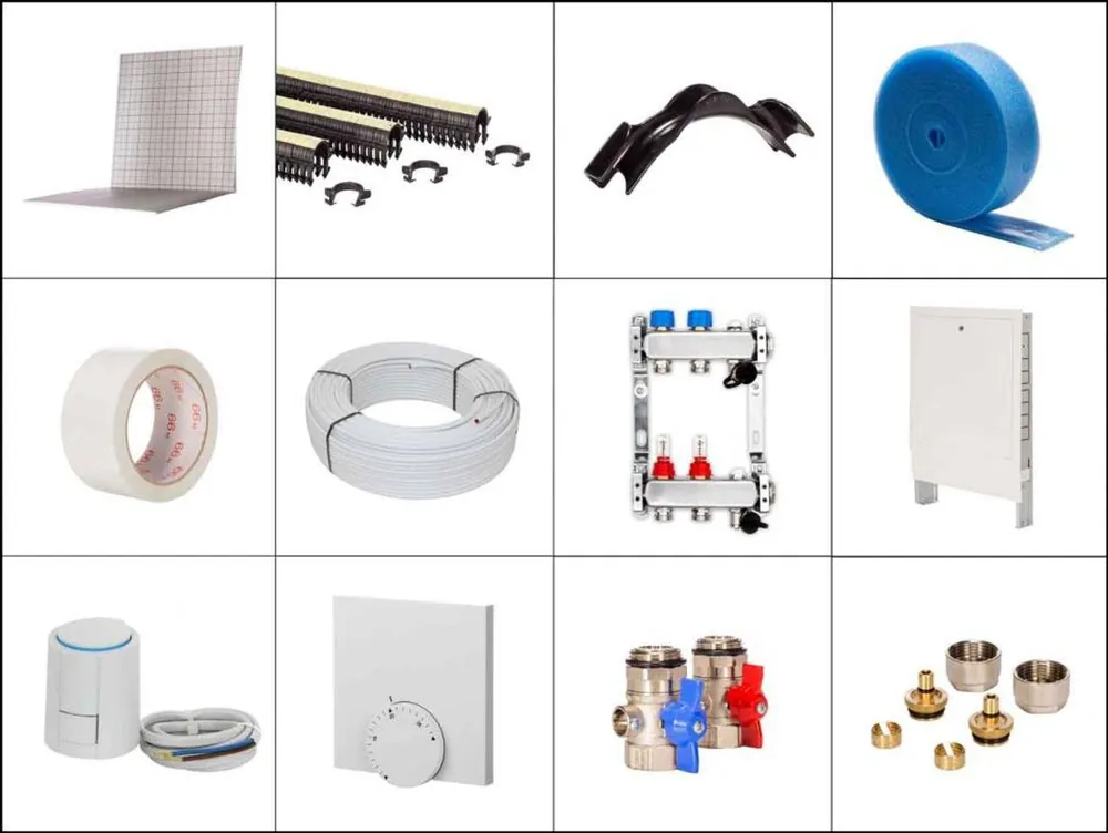 Neue Kollektion 90 m² Set Tackersystem Faltplatte 25 mm WLG 045 16x2 Alu-Verbundrohr Raster 15 cm 7 Heizkreise Regler 230 V + Zubehör