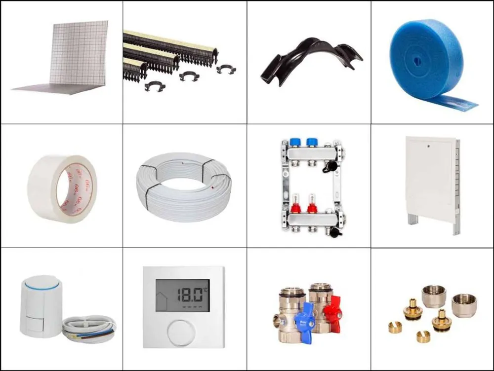 Top-Angebot 10 m² Set Tackersystem Faltplatte 20 mm WLG 045 16x2 Alu-Verbundrohr Raster 10 cm 2 Heizkreise LCD Regler 230 V + Zubehör