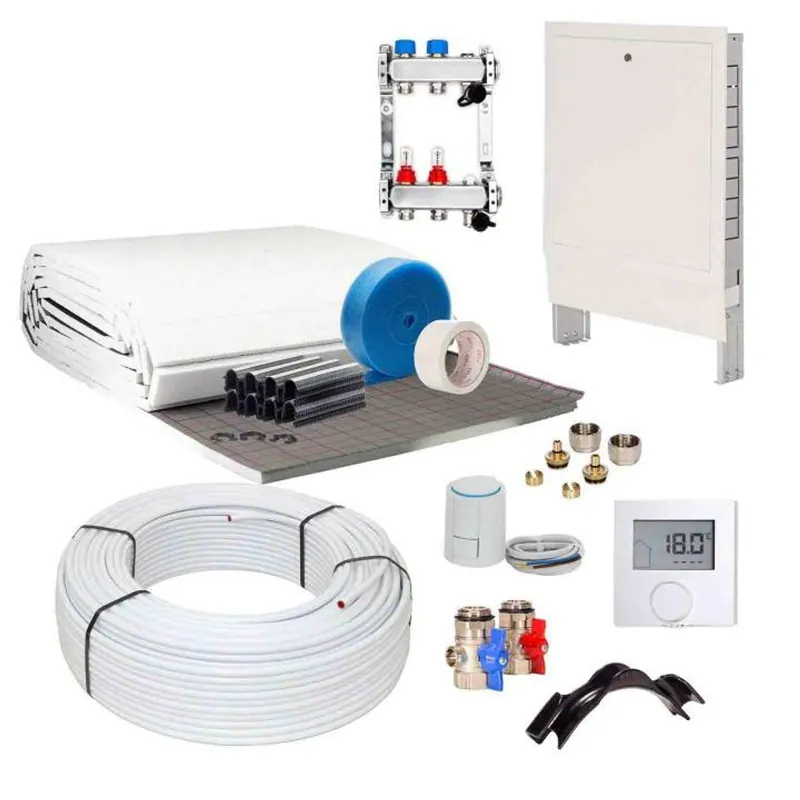 10 m² Set Tackersystem Rollbahn 30 mm WLG 045 16x2 Alu-Verbundrohr Raster 10 cm 2 Heizkreise LCD Regler 230 V + Zubehör Solange Der Vorrat Reicht
