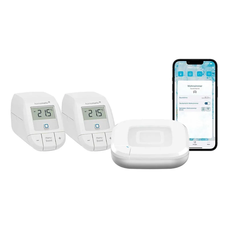 Günstig Homematic IP Smart Home Starter Set Heizen - Access Point 2 + 2x Heizkörperthermostat basic HmIP-eTRV-B-2