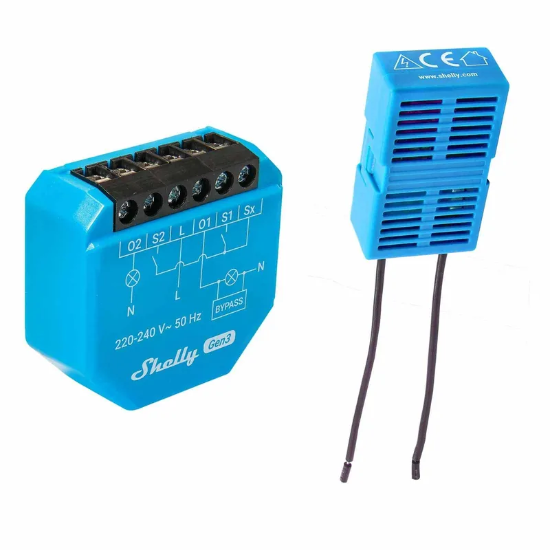 Shelly 2L Gen3 2-Kanal-Relais WLAN-gesteuerter Smart-Schalter ohne Neutralleiter inkl. Bypass, WLAN, BT, unterputz Direkt Vom Hersteller