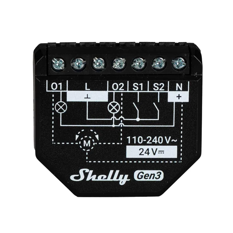 Super-Preis Shelly 2PM Gen3 2-Kanal-Relais WLAN-gesteuerter Smart-Schalter für 2 Stromkreise oder Rollläden max. 16A, WLAN, BT, unterputz