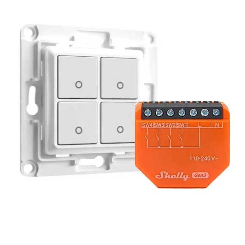 Shelly i4 Gen3 Unterputz Szenenaktivierer + Shelly Wall Switch 4 / Wandtaster 4-fach Meistverkauft