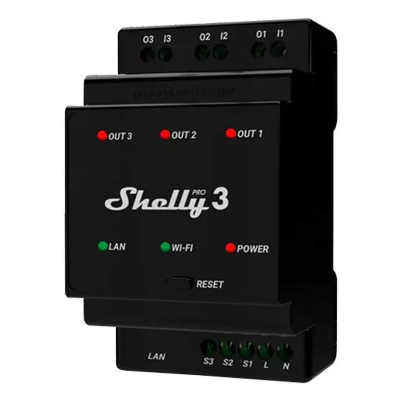 Shelly Pro 3 3-Kanal-Smart-Relais 3 Phasen max.48A ,WLAN, LAN, BT, Hutschiene Günstig