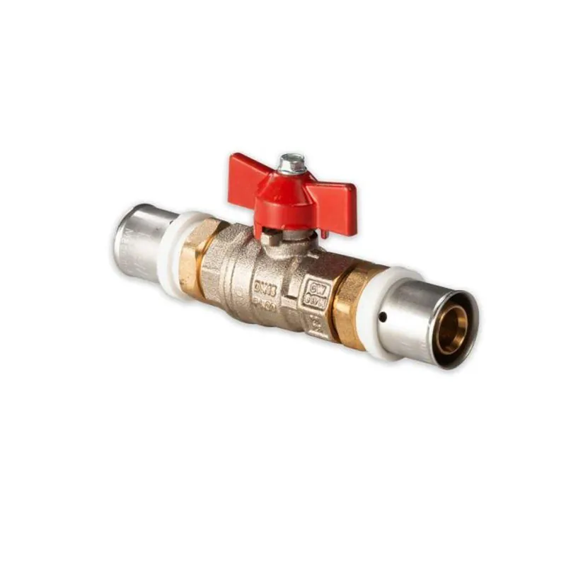 Abverkauf Selfio-Press Aluverbund Pressfitting Kugelhahn 20 x 2 mm Flügelgriff rot TH + U Kontur