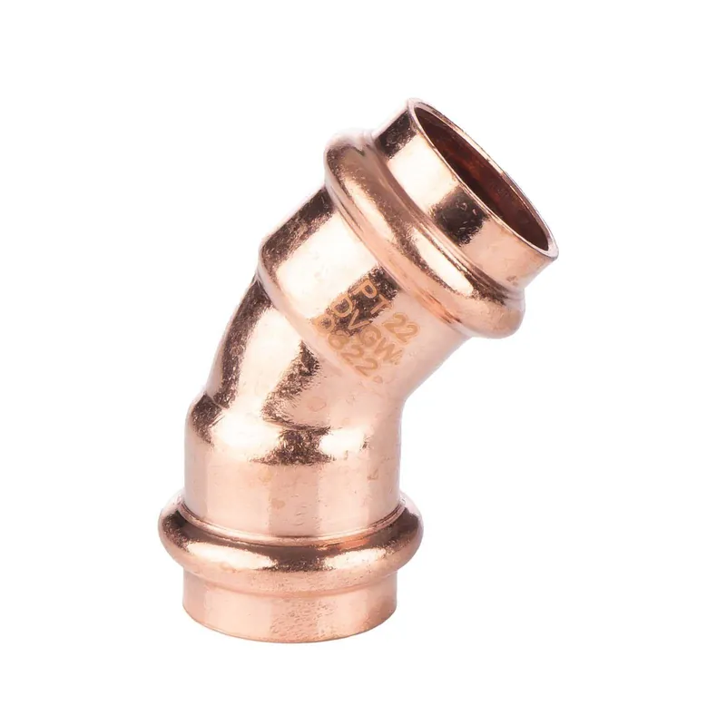 Kupfer Pressfitting Bogen 45° 22 mm V+M-Kontur DVGW Direktkauf