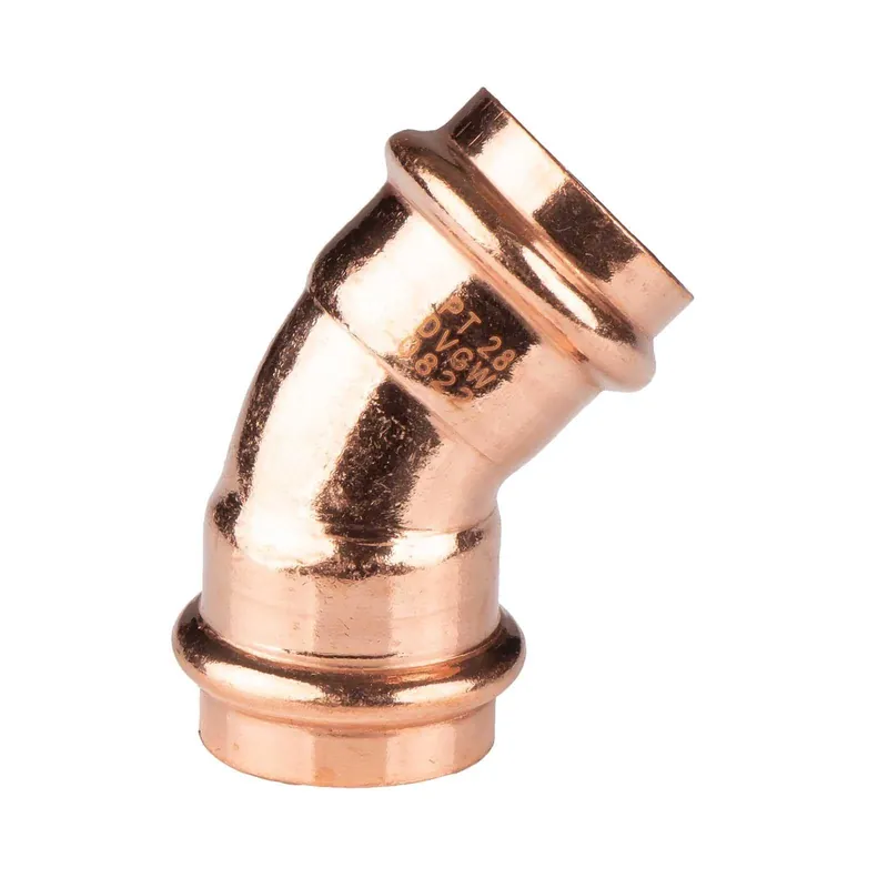 Kupfer Pressfitting Bogen 45° 28 mm V+M-Kontur DVGW Nur Für Kurze Zeit