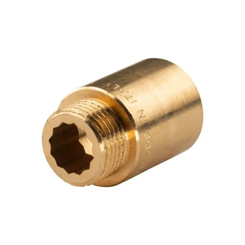 Messing Gewinde-Fitting Hahnverlängerung IG/AG 1/2" (DN 15) Länge 30 mm - schwere Ausführung Echt