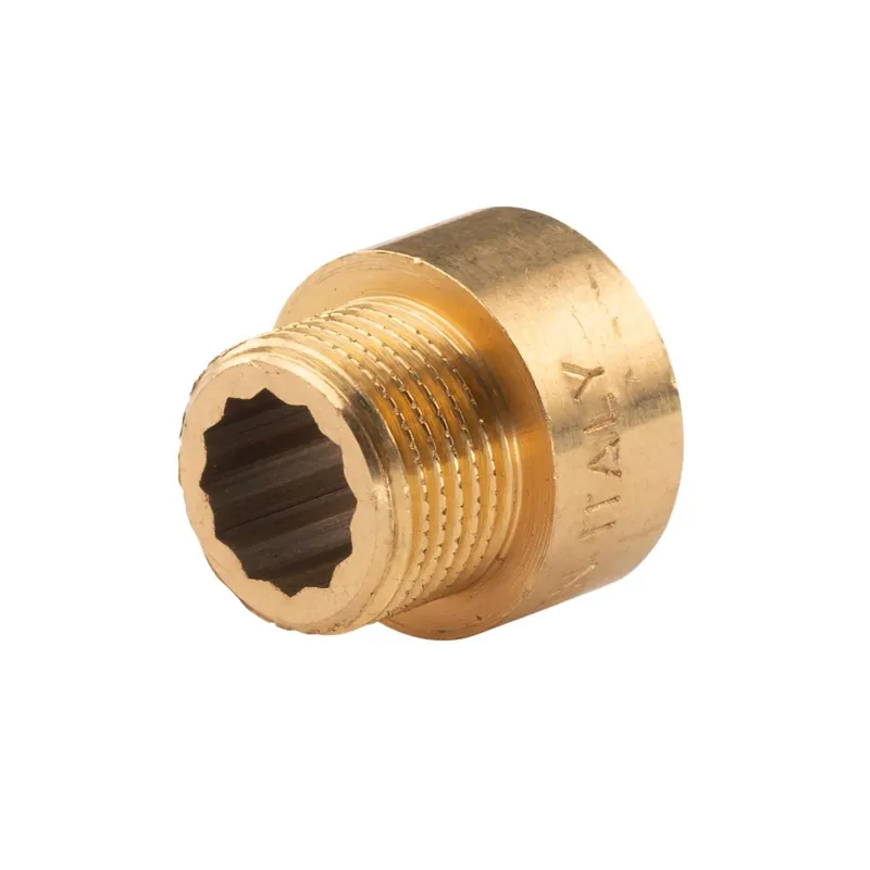 Echt Messing Gewinde-Fitting Hahnverlängerung IG/AG 3/8" (DN10) L=10mm, schwere Ausführung