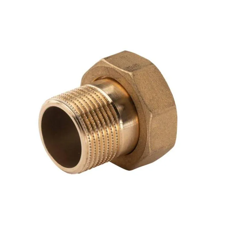 Preisknaller Messing Gewinde-Fitting Schaft flachdichtend mit Kappe 3/4"AG (DN 20) - 1"IG (DN 25) - schwere Ausführung