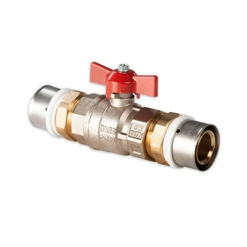 Billig Selfio-Press Aluverbund Pressfitting Kugelhahn 32 x 3 mm Flügelgriff rot TH + U Kontur