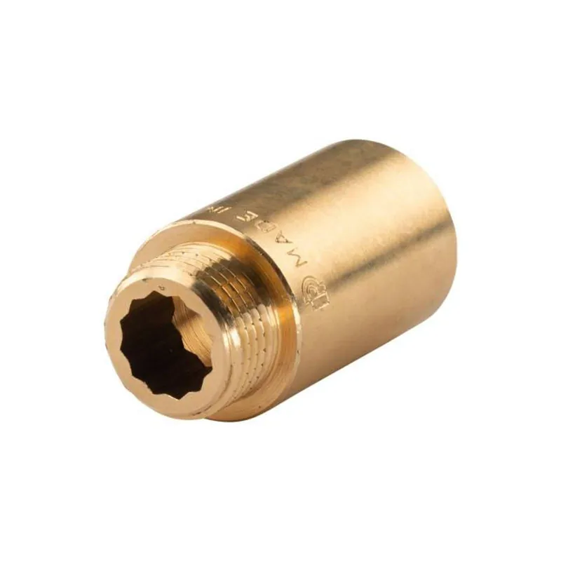 Messing Gewinde-Fitting Hahnverlängerung IG/AG 1/2" (DN 15) Länge 40 mm - schwere Ausführung Schneller Versand