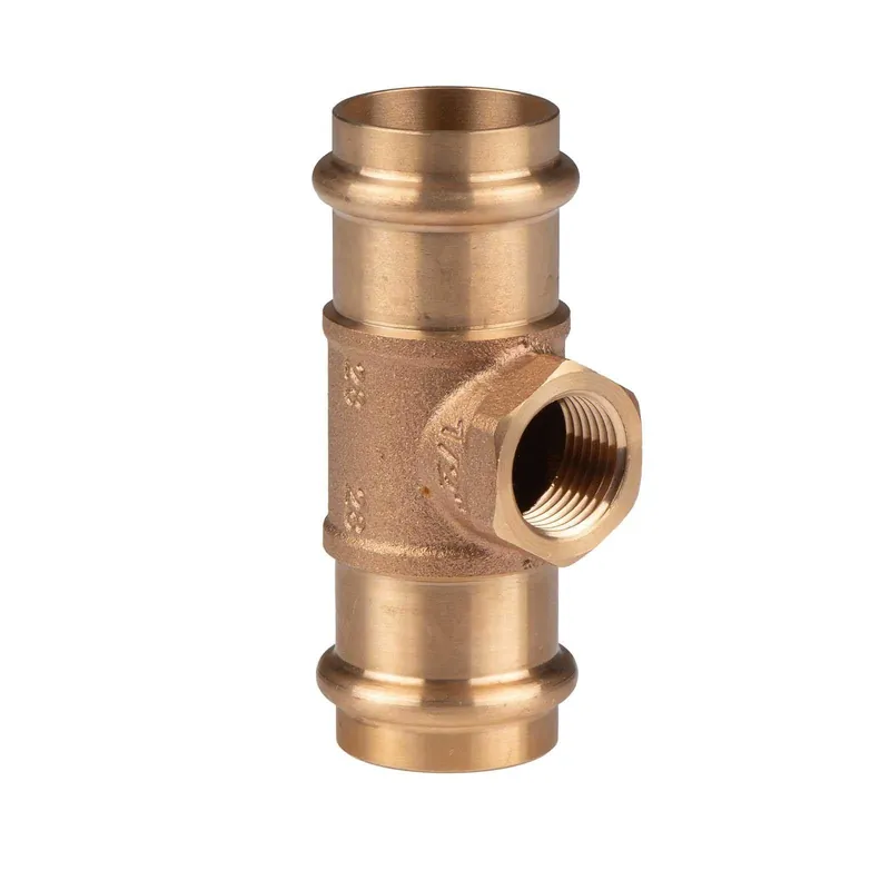 Kupfer Pressfitting T-Stück aus Rotguss 28 mm - 1/2" IG - 28 mm V+M-Kontur DVGW Top-Preis