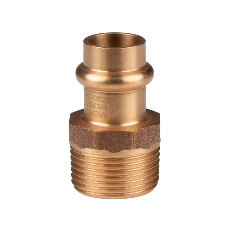 Kupfer Pressfitting Übergang aus Rotguss 15 mm - 3/4" AG V+M-Kontur DVGW Solange Der Vorrat Reicht
