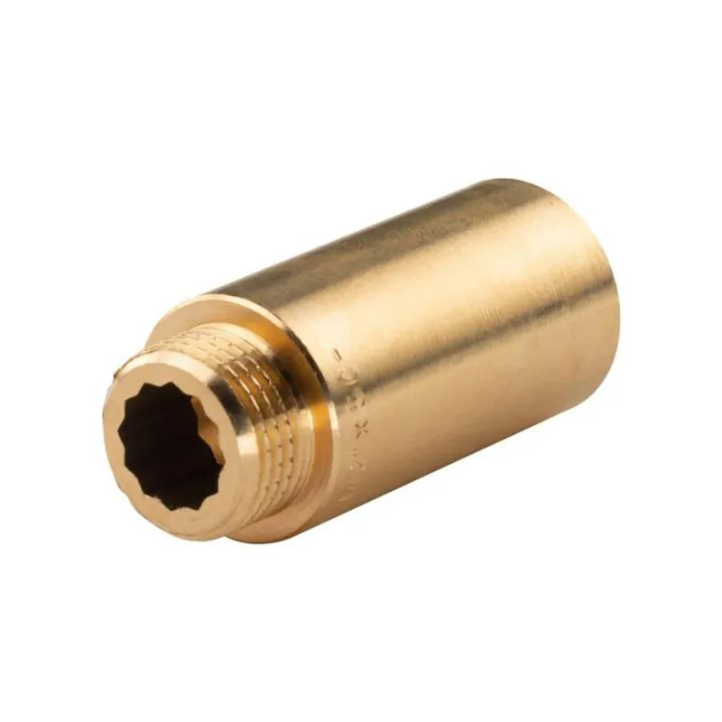 Messing Gewinde-Fitting Hahnverlängerung IG/AG 1/2" (DN 15) Länge 50 mm - schwere Ausführung Markenware