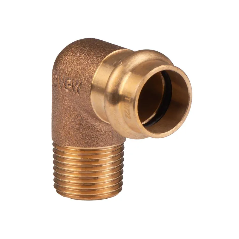 Saisonangebot Kupfer Pressfitting Winkel 90° aus Rotguss 18 mm - 1/2" AG V+M-Kontur DVGW
