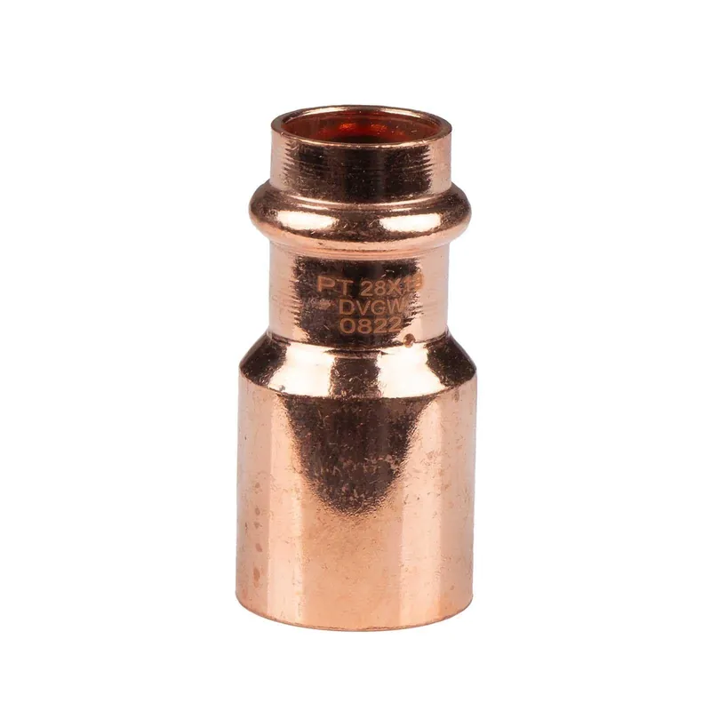 Ausverkauf Kupfer Pressfitting Reduzierstück 28 x 18 mm V+M-Kontur DVGW