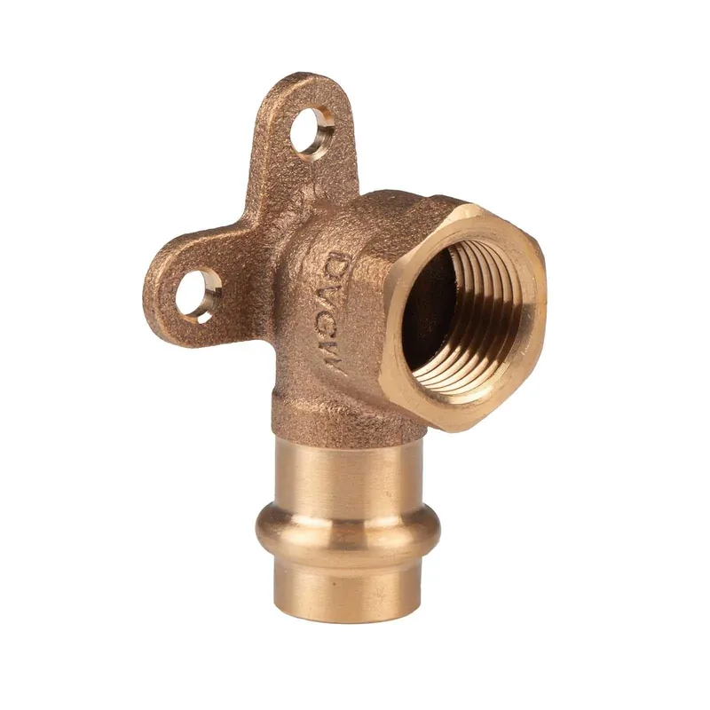 Kupfer Pressfitting Wandwinkel 90° aus Rotguss 15 mm - 1/2" IG V+M-Kontur DVGW Super-Preis