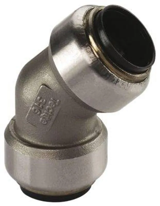 Edelstahl Steckfitting Tectite Bogen 45° 15 mm innen-innen lösbar DVGW Sale