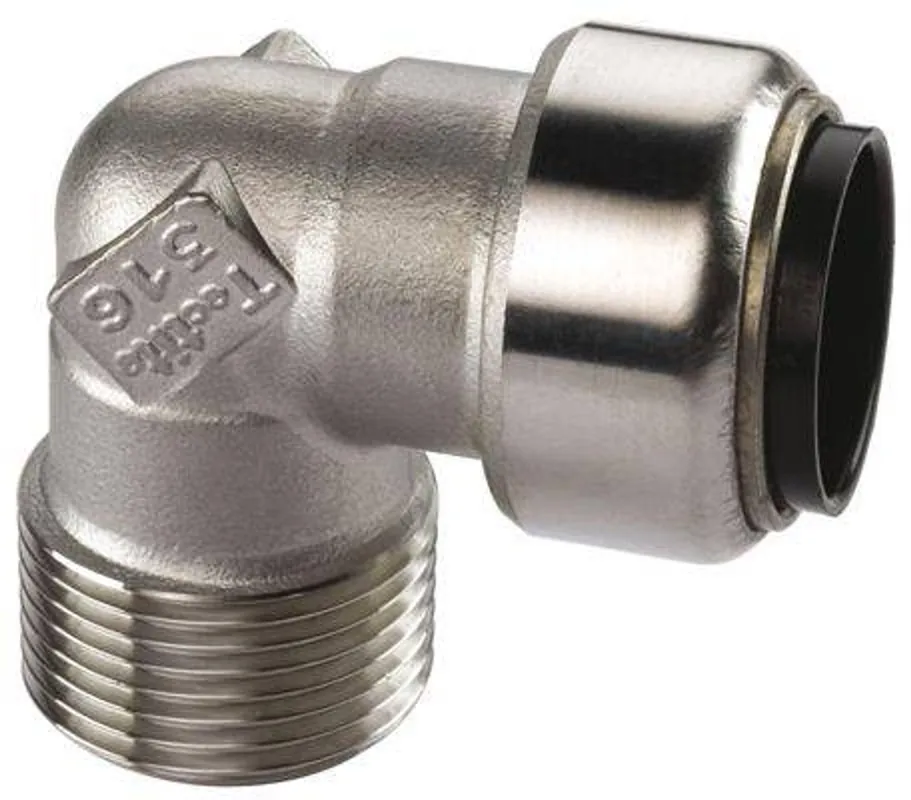 Edelstahl Steckfitting Tectite Übergangswinkel 90° Außengewinde 22 mm - 3/4 " DVGW Neue Kollektion